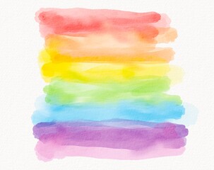Horizontal rainbow watercolor stripes with soft edges and gentle texture, ideal for calm and abstract design use
