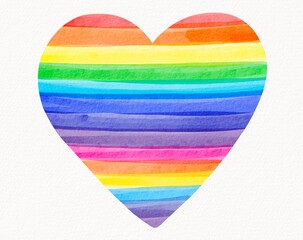 Heart shaped rainbow made from painted horizontal stripes, expressing love, pride, and unity in artistic form