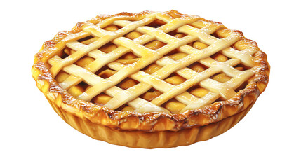 a pie with latticed crust on a white background