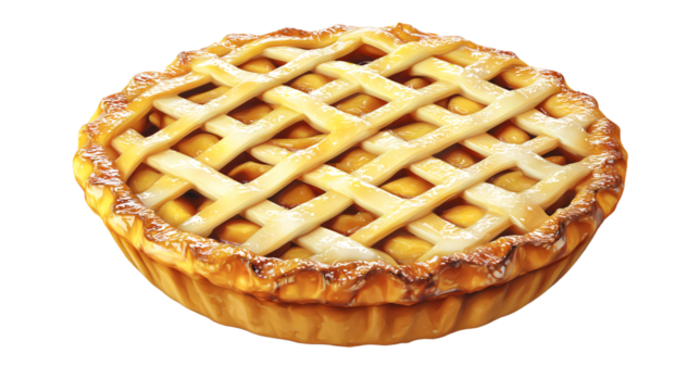a pie with latticed crust on a white background