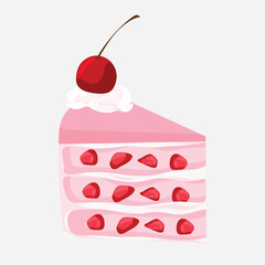 Soft Layered Cherry Cake with Cream and Fresh Cherries on Top
