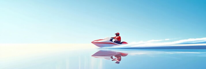 A man is riding a jet ski on a lake