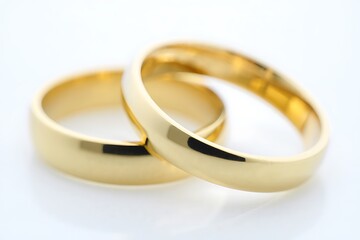 Two intertwined gold wedding bands symbolize eternal love commitment and partnership
