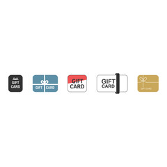 Collection of gift card icons isolated on white background