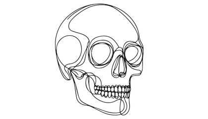 Continuous one single minimal line drawing skull