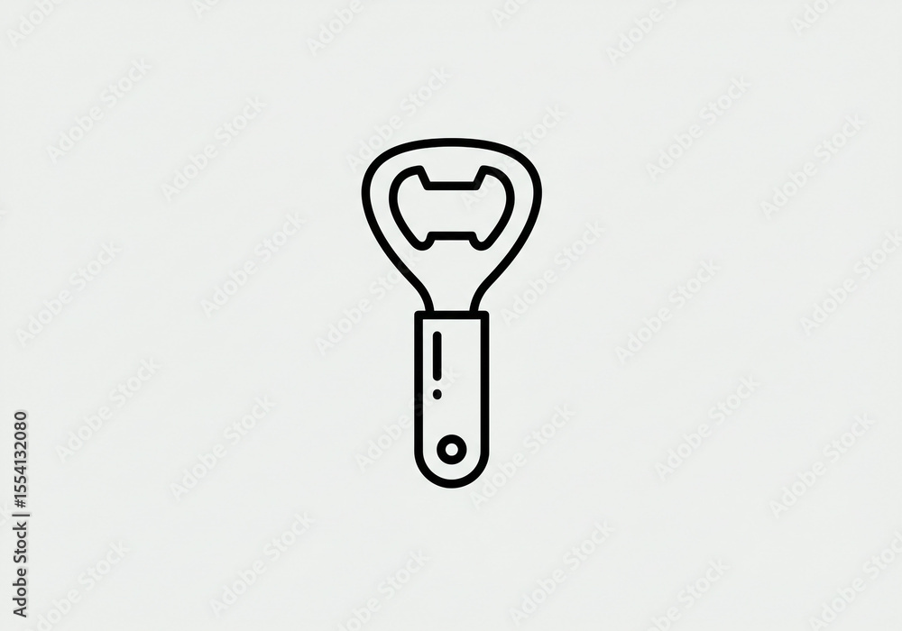 Poster isolated bottle opener outline with a handle and hole on a light background in a simple style