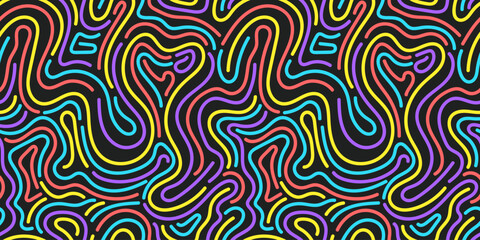Multicolored Vibrant Line Maze Pattern