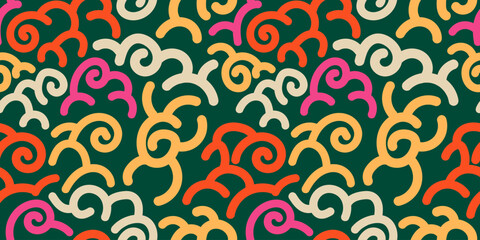 Retro Green and Orange Abstract Pattern