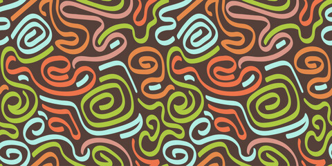 Earthy Organic Swirl Doodle Pattern