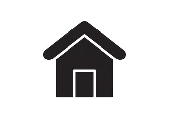 Minimalist House Icon — Black Silhouette of Home with Triangular Roof on White Background