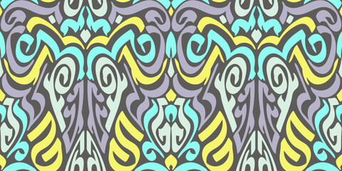 Monochrome Ornamental Winged Abstract Pattern
