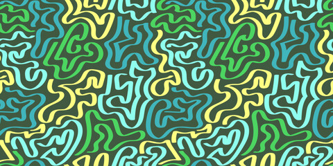 Green Organic Labyrinth Doodle Art