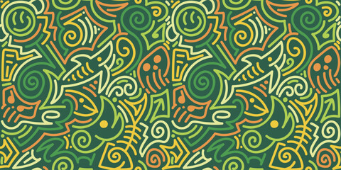Yellow and Green Psychedelic Flow Pattern