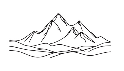 Continuous one single minimal line drawing mountain