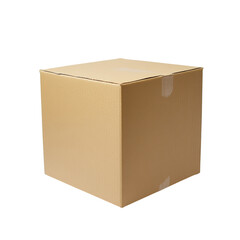 Cardboard box on black background simple packaging delivery concept, isolated on a transparent background