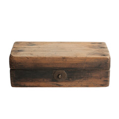 Antique Wooden Box Rustic Treasure Aged Wood Storage Container, isolated on a transparent background