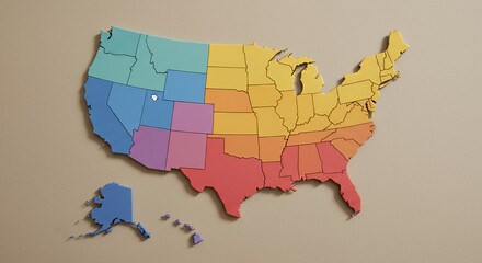 Colorful Puzzle Map of the United States Shows Regional Diversity