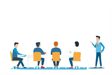 Business Team Meeting Presentation Modern Flat Design Illustration