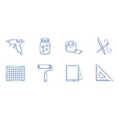 Craft themed icons in a simple line drawing style isolated on white