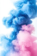 Fototapeta premium Abstract swirls of vibrant blue and pink ink against white