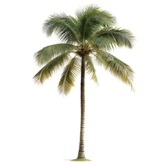 Tall Coconut Palm Tree Isolated on Black Background Tropical Summer Vacation Paradise, isolated on a transparent background