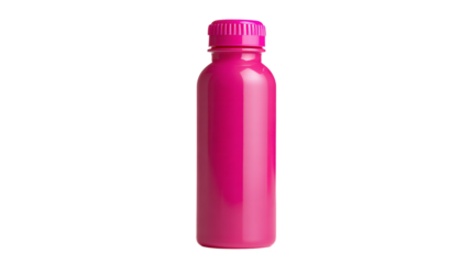 a pink bottle with a pink cap on a white background