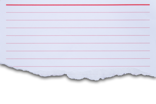 red lined blank paper note torn on white background. for design and text