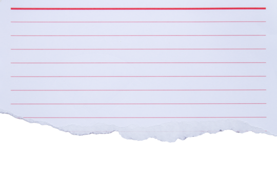 red lined blank paper note torn on white background. for design and text
