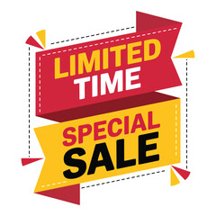 Limited time special sale banner isolated on white background