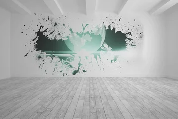 Photo sur Plexiglas Splash on wall revealing global graphic