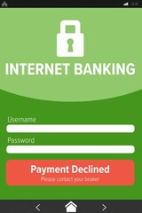 Internet banking text with log in page on mobile screen