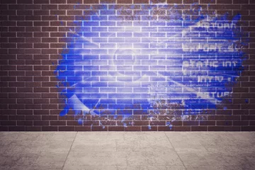 Photo sur Plexiglas Splash on wall revealing technology interface