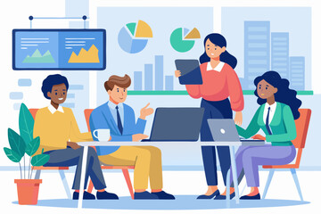 Diverse Business Team in Meeting people meeting room collaborating around table with laptops and digital display business meeting teamwork collaboration businesspeople meeting room office diversity