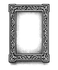 Obraz premium Ornate Rectangular Vintage Frame - Halftone Engraving Style