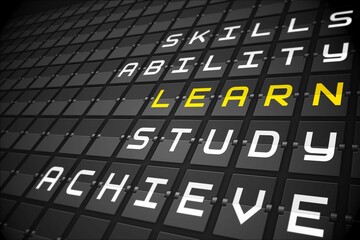 Learn buzzwords on black mechanical board