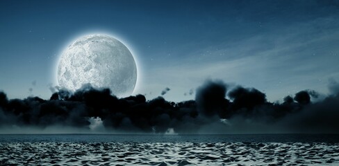 View of sea against sky at night