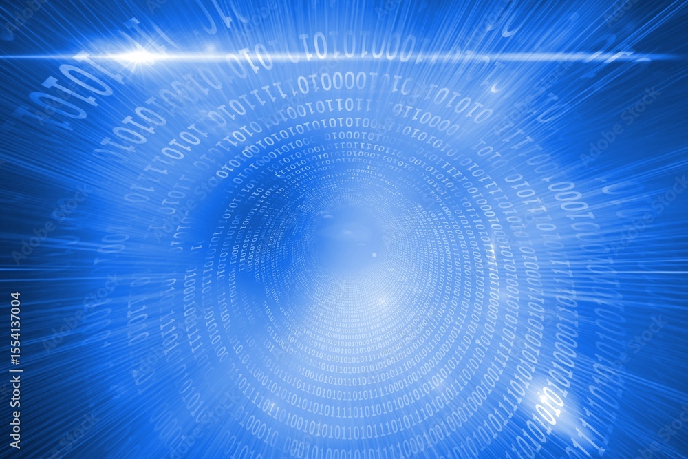 Poster glowing futuristic binary code spiral