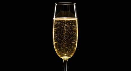 Sparkling Champagne Flute Festive Bubbly Drink Golden Beverage in Elegant Glassware Celebration