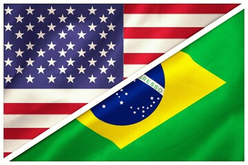 Flags of Brazil and America