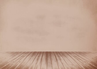 Flat design empty room is showing polished wooden floor planks leading to blank plaster wall