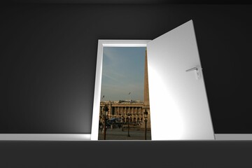 Building seen from open door