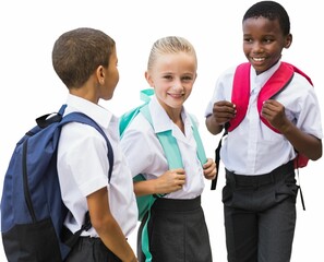 Portrait of student with friends in uniform