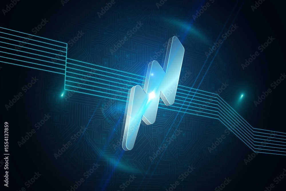 Poster flash of lightning on futuristic background
