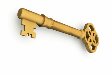 Digitally generated shiny gold key