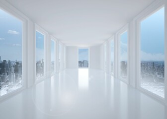 Bright white hall with windows