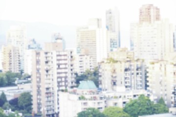 Blurry view of cityscape during summer