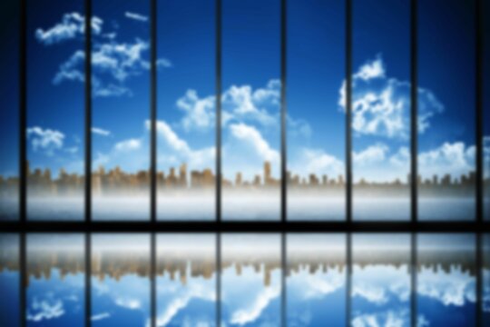 Fototapeta Digital composite image of city against blue sky