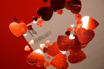 Digital image of hearts on paper