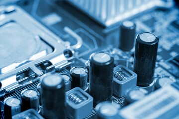 Close-up of parts in circuit board