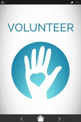 Digitally composite image of Volunteer text with icons
